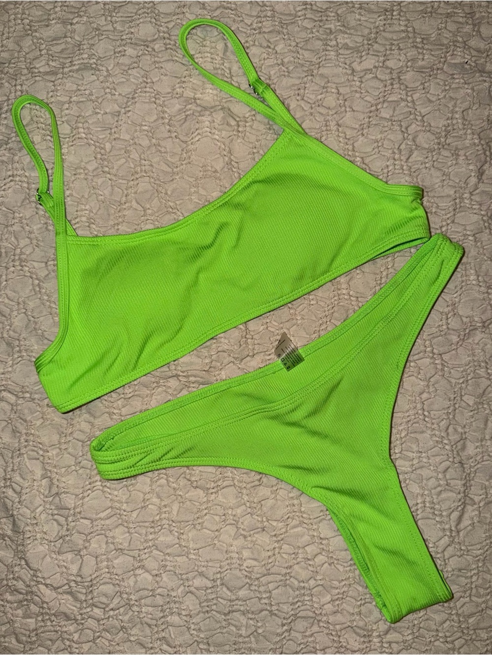 Neon Lime Ribbed Bikini Set